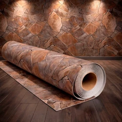 Papel Adesivo de Parede Pedra Marrom Terroso Decorativo Escritório Sala Quarto