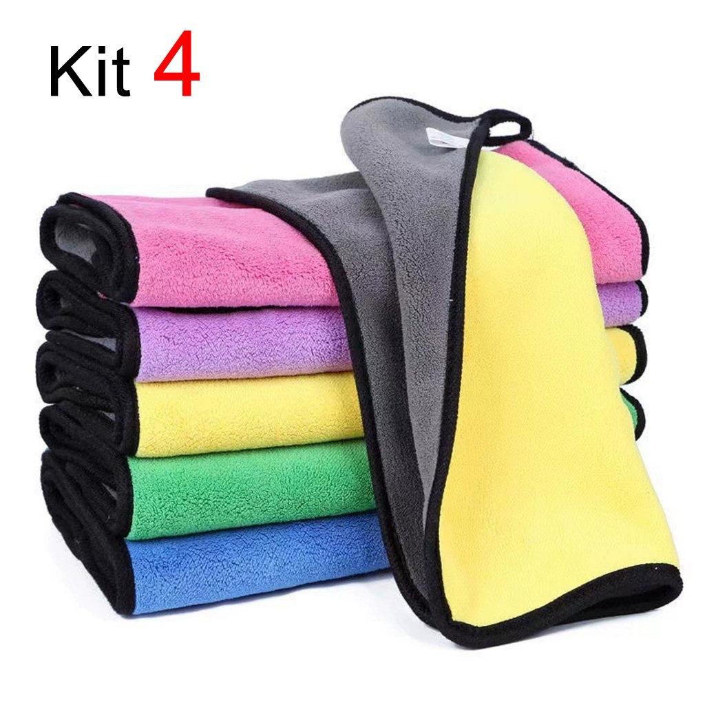 kit 4 Toalha Pano De Microfibra Lavagem polimento De Carro Uso Geral limpeza 30*40 cm