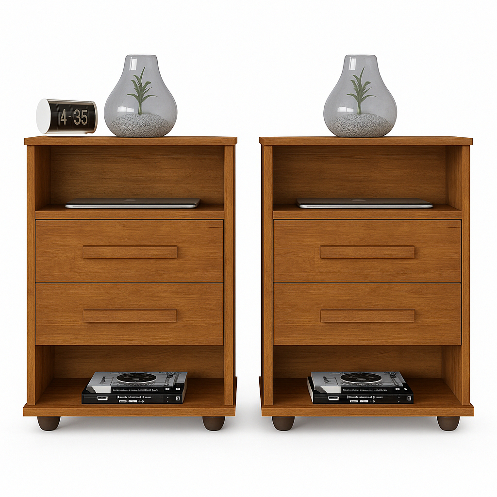 Mesa de Cabiceira Kit 2 Canto Cielo Criado Mudo Moderna Quarto Casal Solteiro Cama
