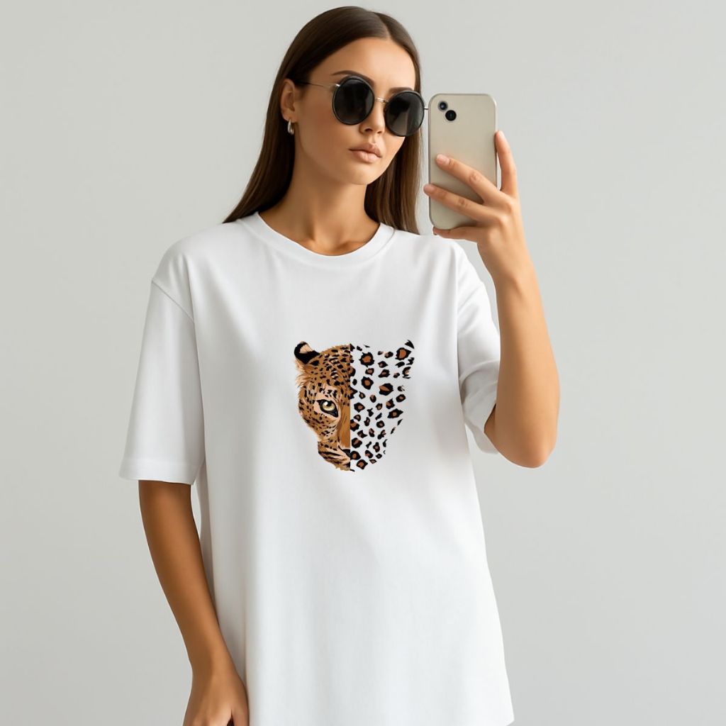 Camisa Onça Feminina Camiseta Basica Algodão Estilo Blogueirinha