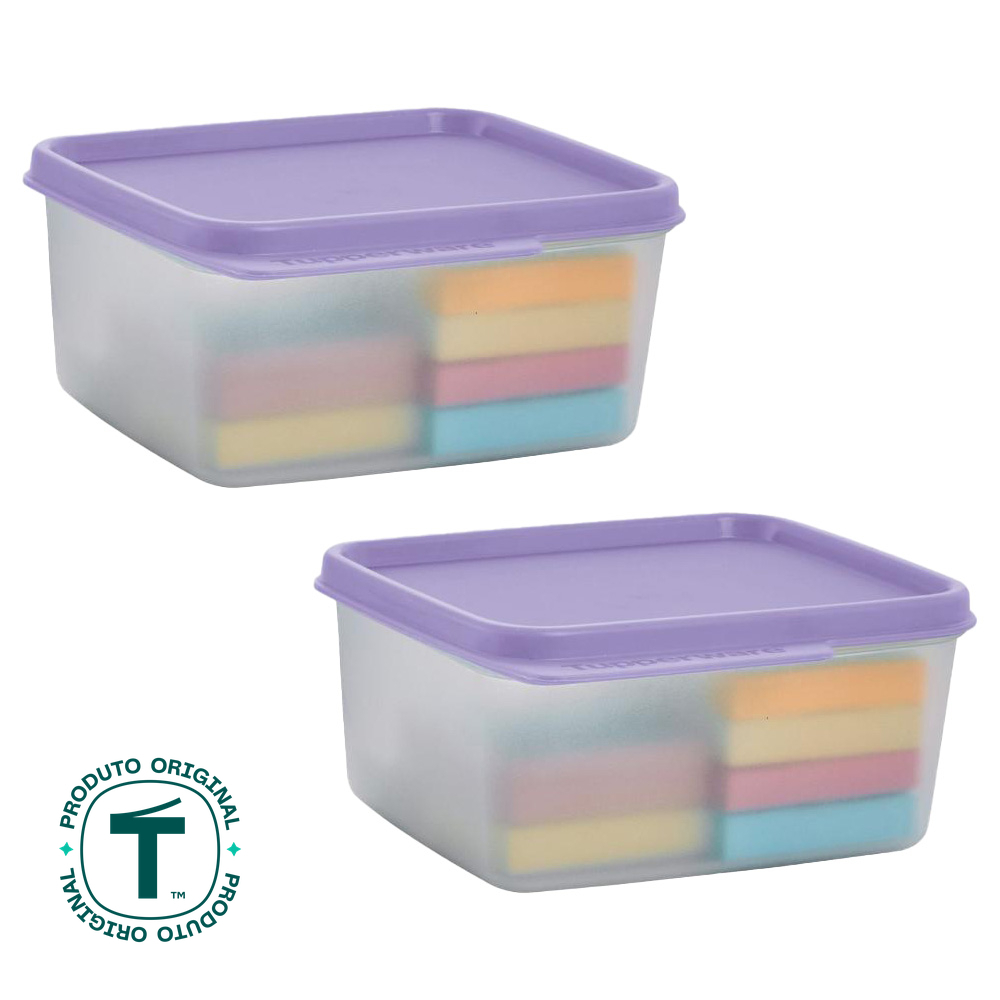 Kit com 2 Potes Herméticos Tupperware Basic Line Transparente 500ml