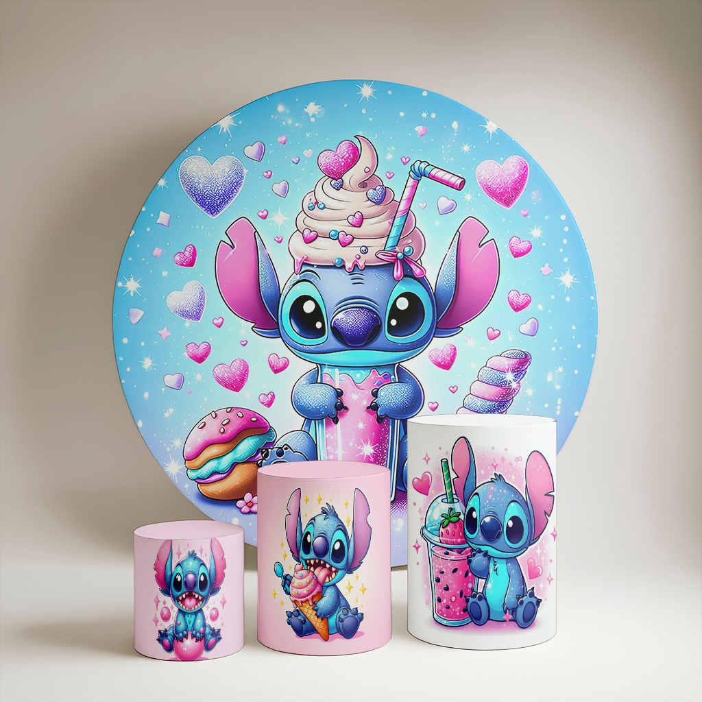 Kit Painel Redondo 1,5 m + Trio de Capas De Cilindro Personagem desenho crianças kids