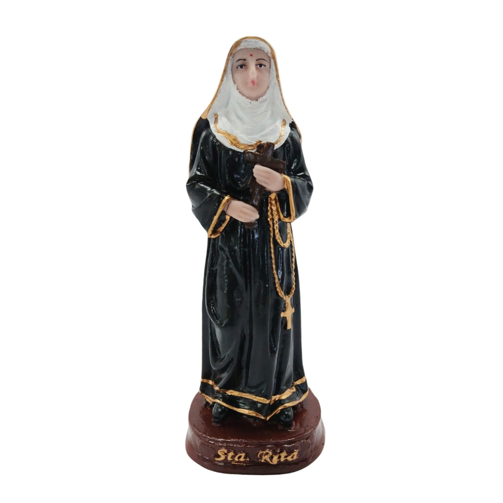 Santa Rita 15cm Resina Estátua Católica Proteção Fé Decoração Altar Presente Artesanal Imagem Religiosa Santo de Resina