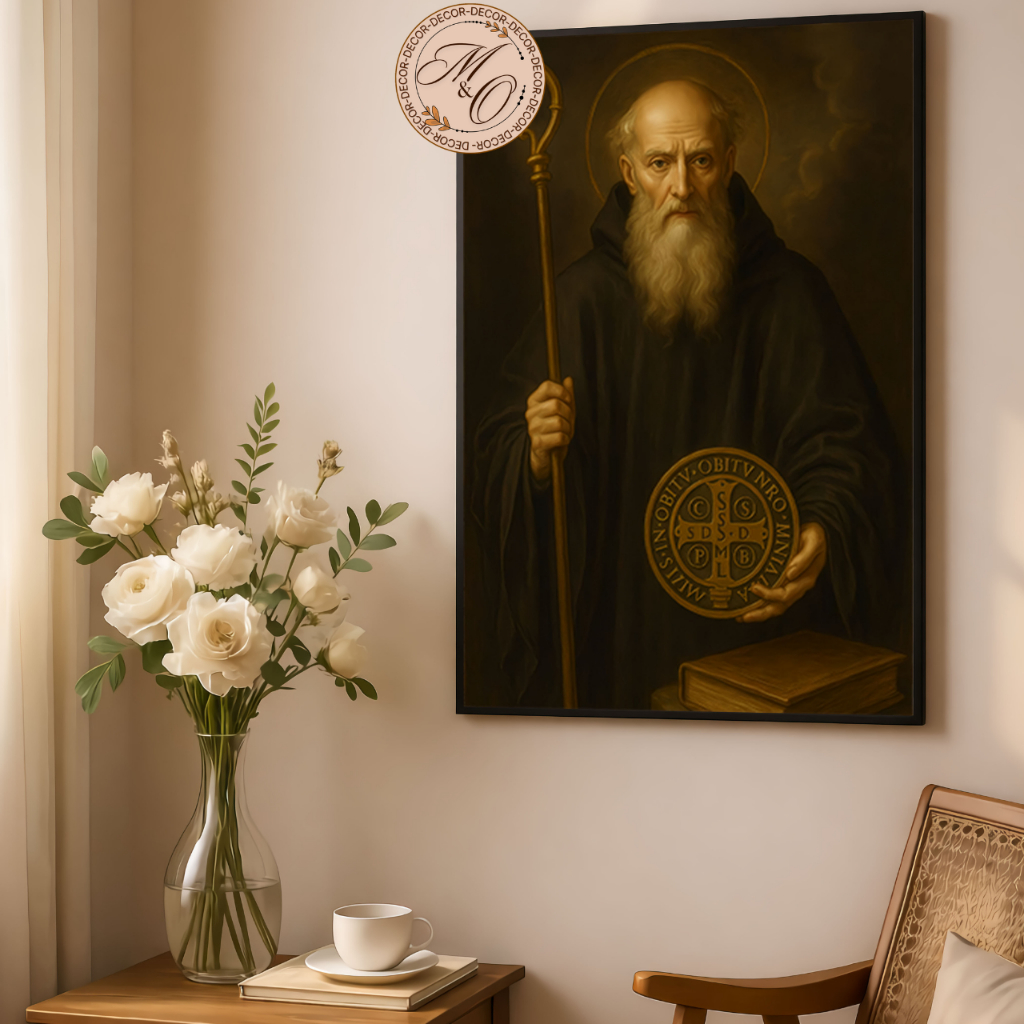 Quadro Decorativo Religioso Casa Sala Parede São Bento Medalha Varios Tamanhos Modelos 1 Peça