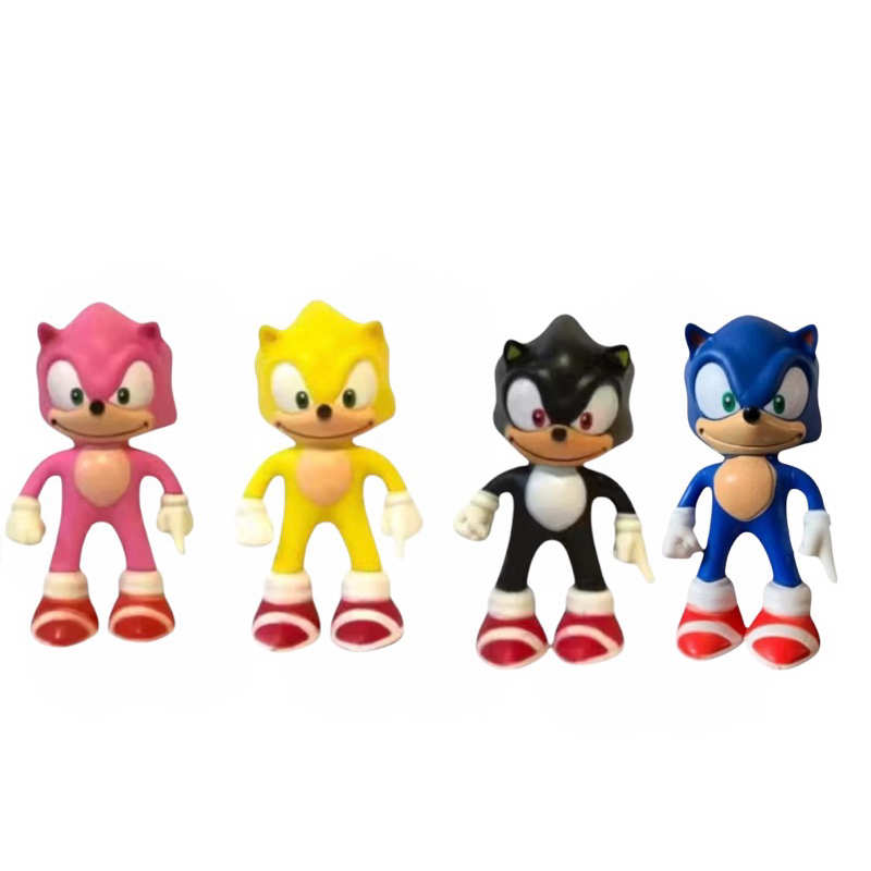 kit 4 bonecos do Sonic azul preto rosa amarelo