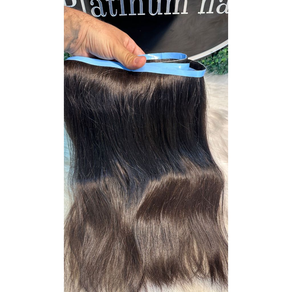 Aplique Cabelo humano Na Fita Adesiva mega hair  45cm  Castanho medio  (LEIA A DESCRIÇAO)