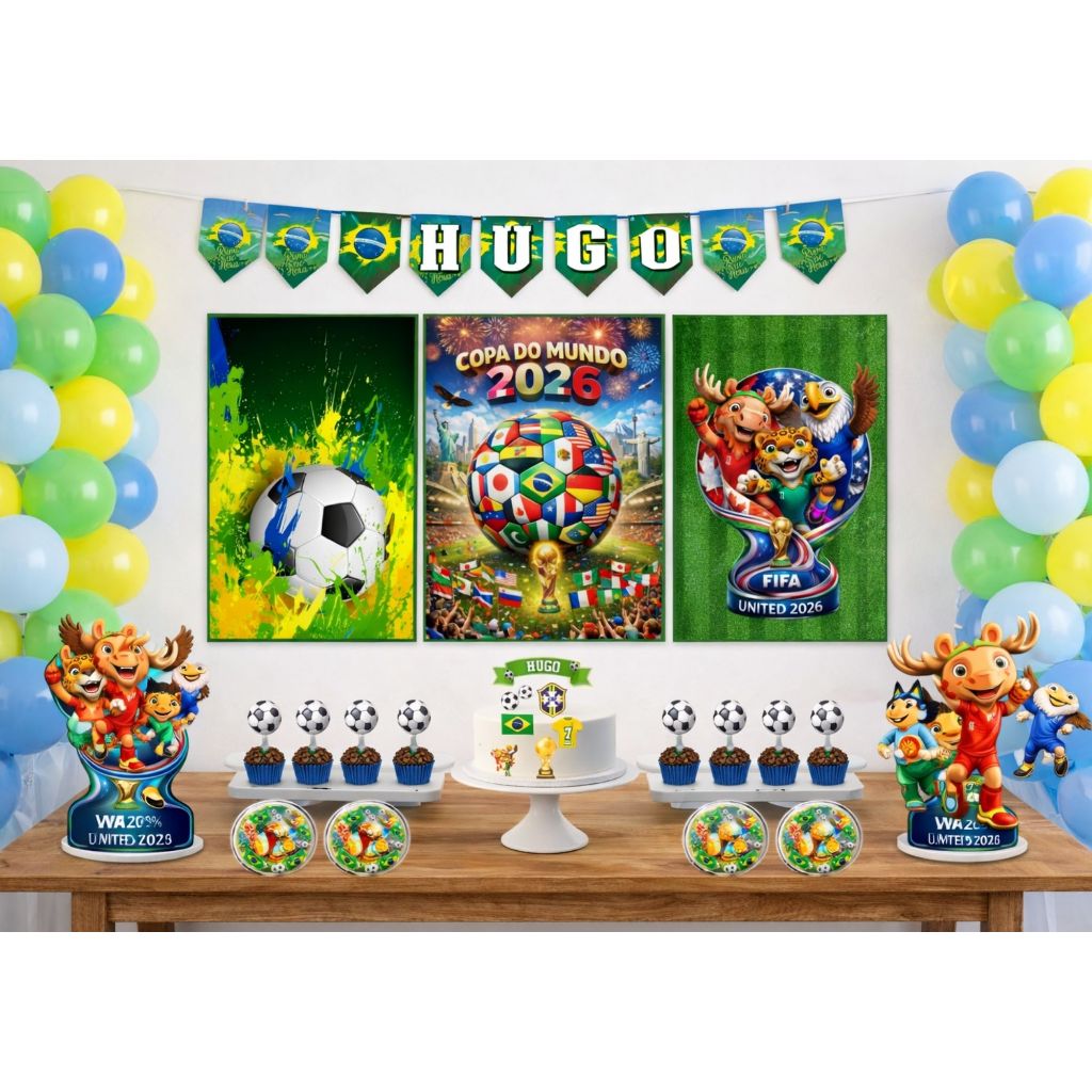 Kit Decoração Festa em Casa Copa do Mundo 2026 ENVIAR NOME E IDADE VIA CHAT NO ATO DA COMPRA