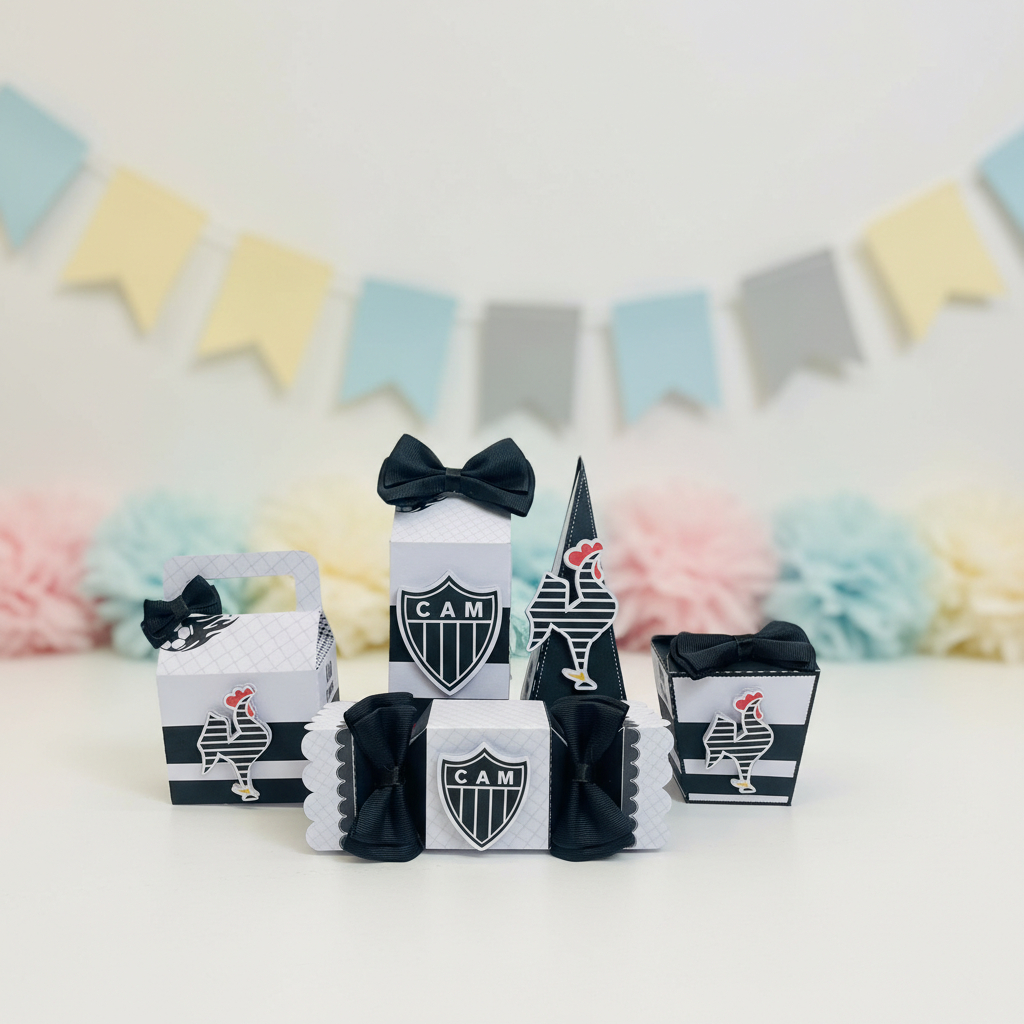 Kit Caixinhas Atlético Mineiro Lembrancinhas Personalizadas /Festa infantil/ Futebol -Pegue e monte