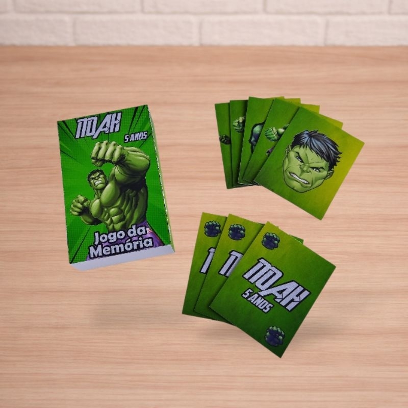 Jogo da Memória - Lembrancinha de Aniversário Tema Hulk- Vingadores - Festa Infantil - Lembrancinha Personalizada