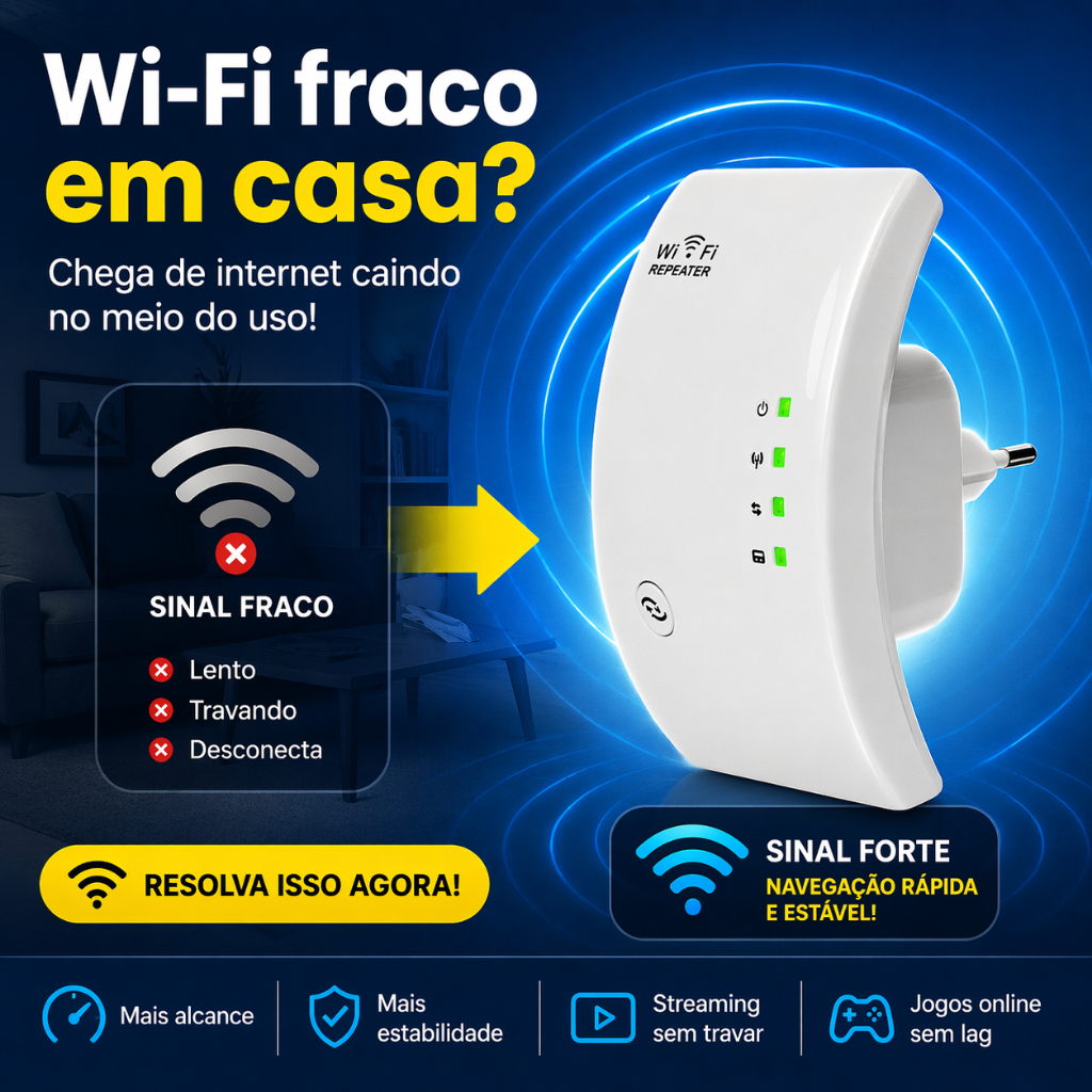 Repetidor WiFi 300Mbps 2.4GHz Bivolt WPS com Porta LAN RJ45 Amplificador de Sinal DHJ DR4