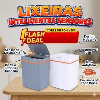 💥 Lixeira Automática 12 Litros Sensor Infravermelho Tampa Para Cozinha Banheiro Escritório Casa