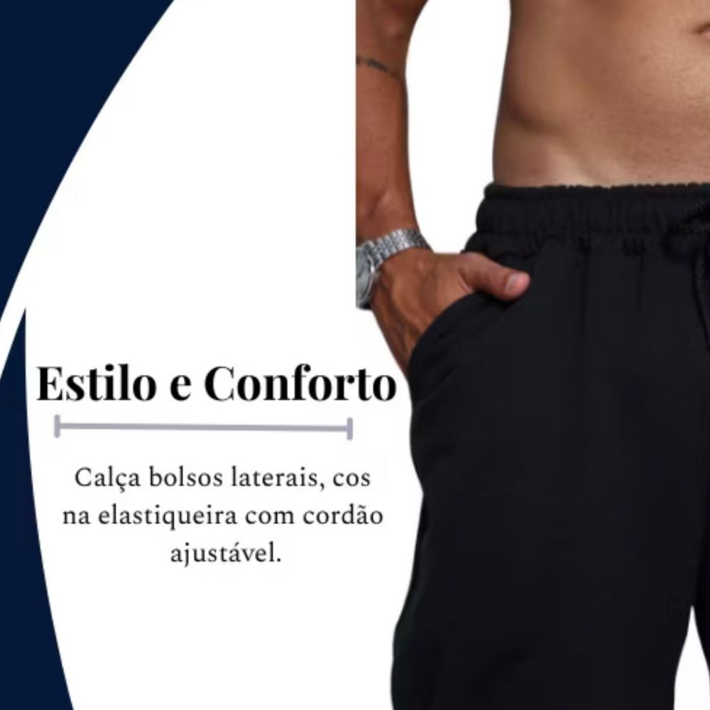 Kit 3 Calças Jogger Masculina chimpa flanelado Slim — imagem 2 de 2
