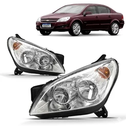 Par Farol Vectra 2006 2007 2008 Máscara Cromada Farolete Chevrolet