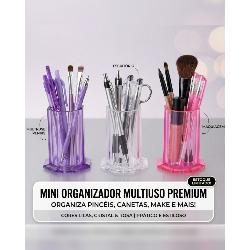 Porta Escovas Pincéis Multiuso 1 UNIDADE Acrílico Compacto Organizador Nail Designer - SQ7313