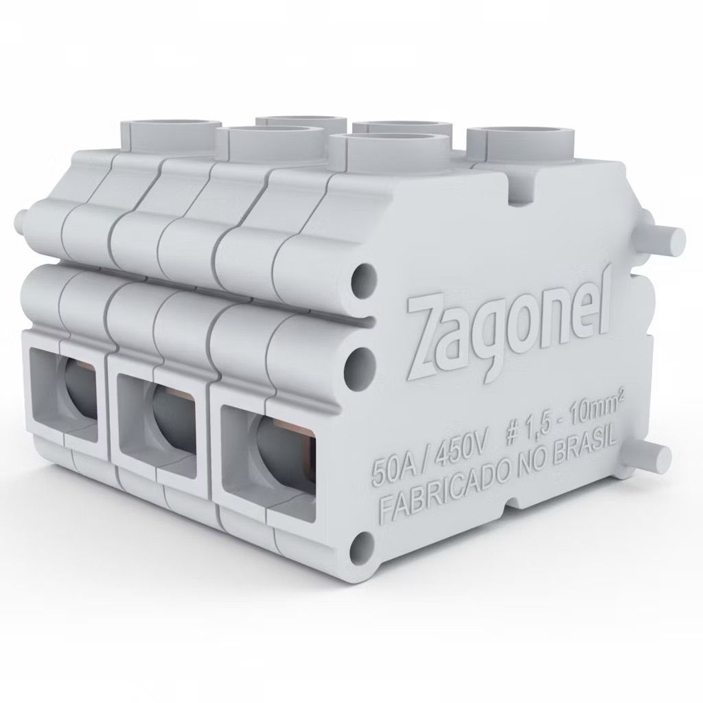 Kit Conector para Chuveiro 50a 450v Fio até 10mm Zagonel 3 Unidades