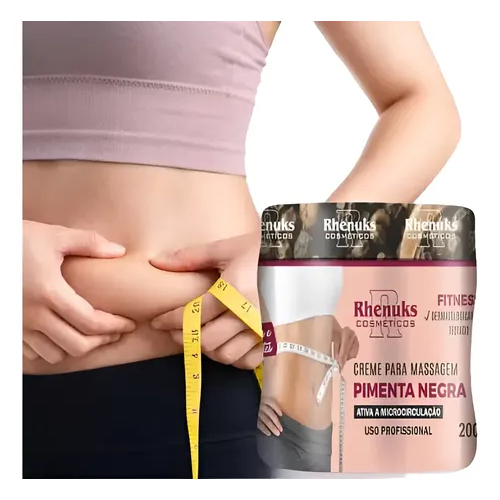 Creme Pimenta Negra Rhenuks 200g - Termoativo para Massagem, Relaxante Muscular e Modelador