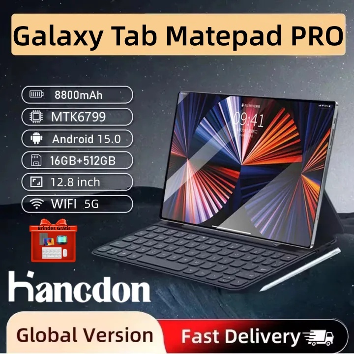 Tablet MatePad Pro Galaxy Tab 12.8" 2.5K MTK6799 10 Core 16GB+512GB Android 15 8800mAh 5G  Câmeras 24MP+48MP Autêntico