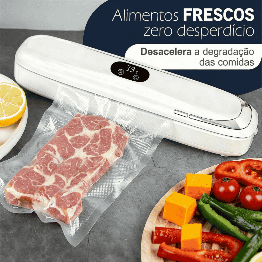 Seladora a Vácuo Automática para Alimentos Conserva Frescor Protege e Evita Desperdício Portátil