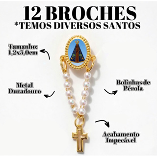 12 Broches Diversos Santos Oval Com Terço Pérola: Para Quem Valoriza a Tradição e a Fé em Oferta na Shopee