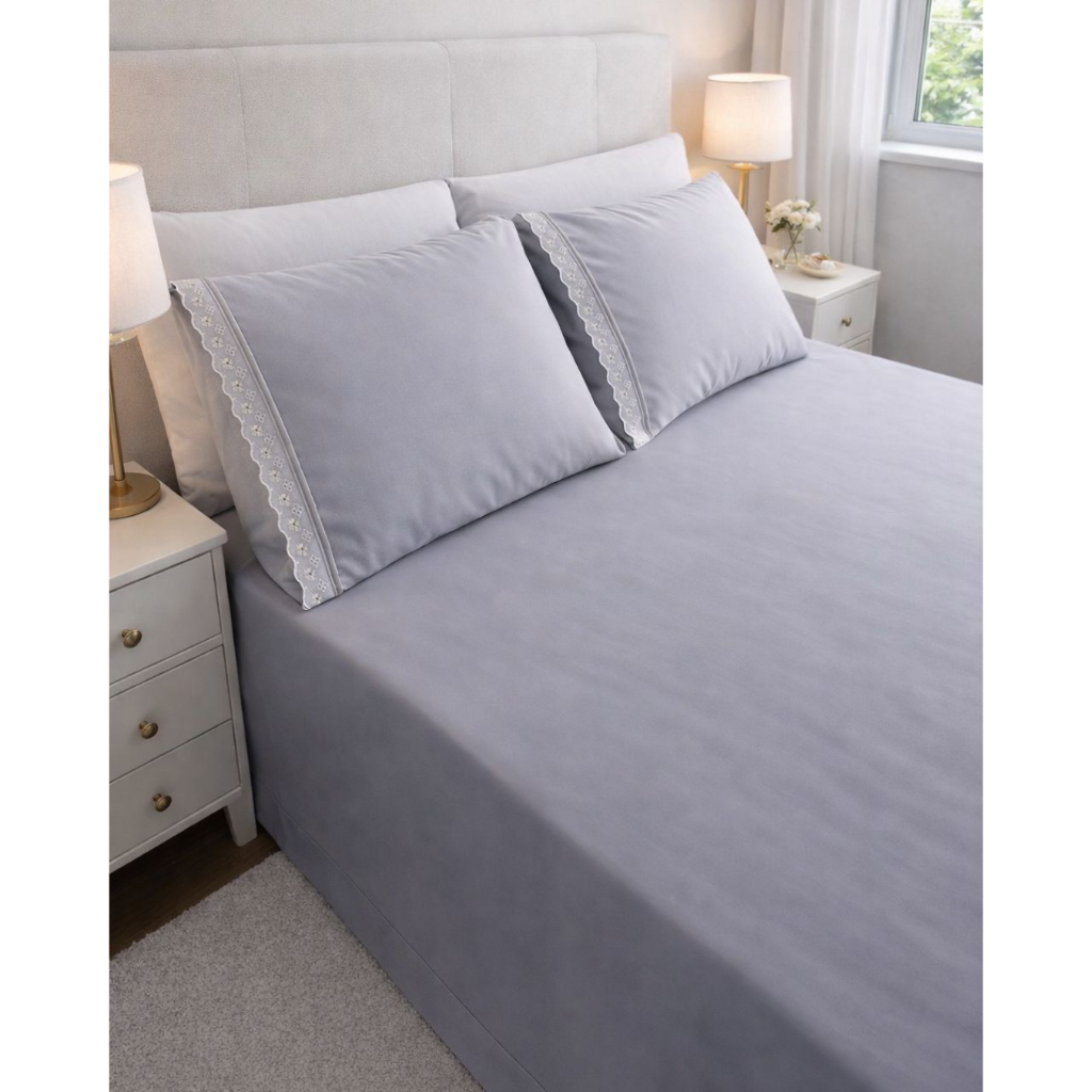 Jogo Cama Casal Acompanha 2 fronhas 400 Fios Com Bico 100% Algodão Conforto para Sua Cama