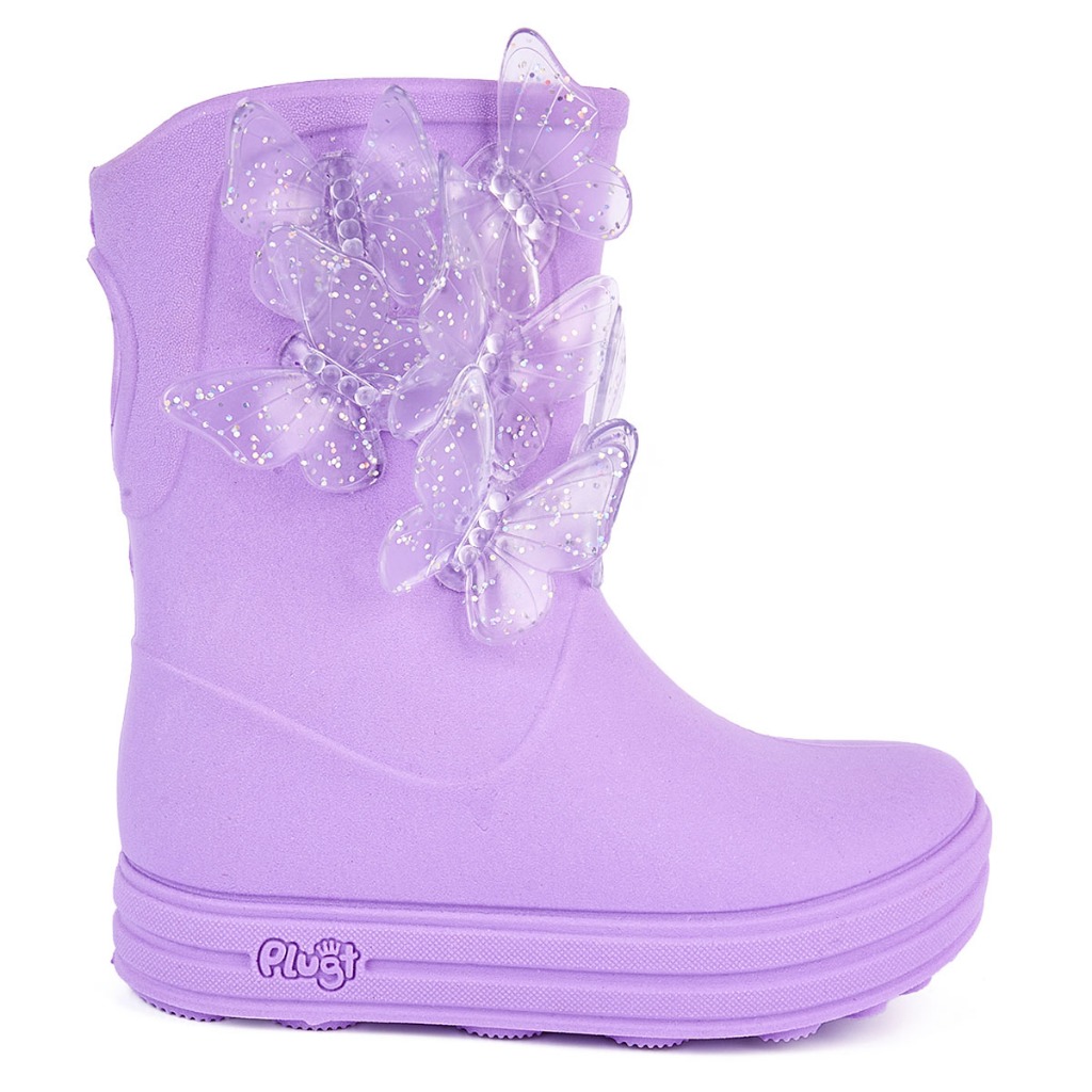 Galocha de Chuva Infantil Menina Plugt Borboletas Enfeite Glitter Blogueirinha C