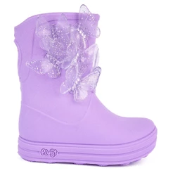 Galocha de Chuva Infantil Menina Plugt Borboletas Enfeite Glitter Blogueirinha Confortável Bota Leve