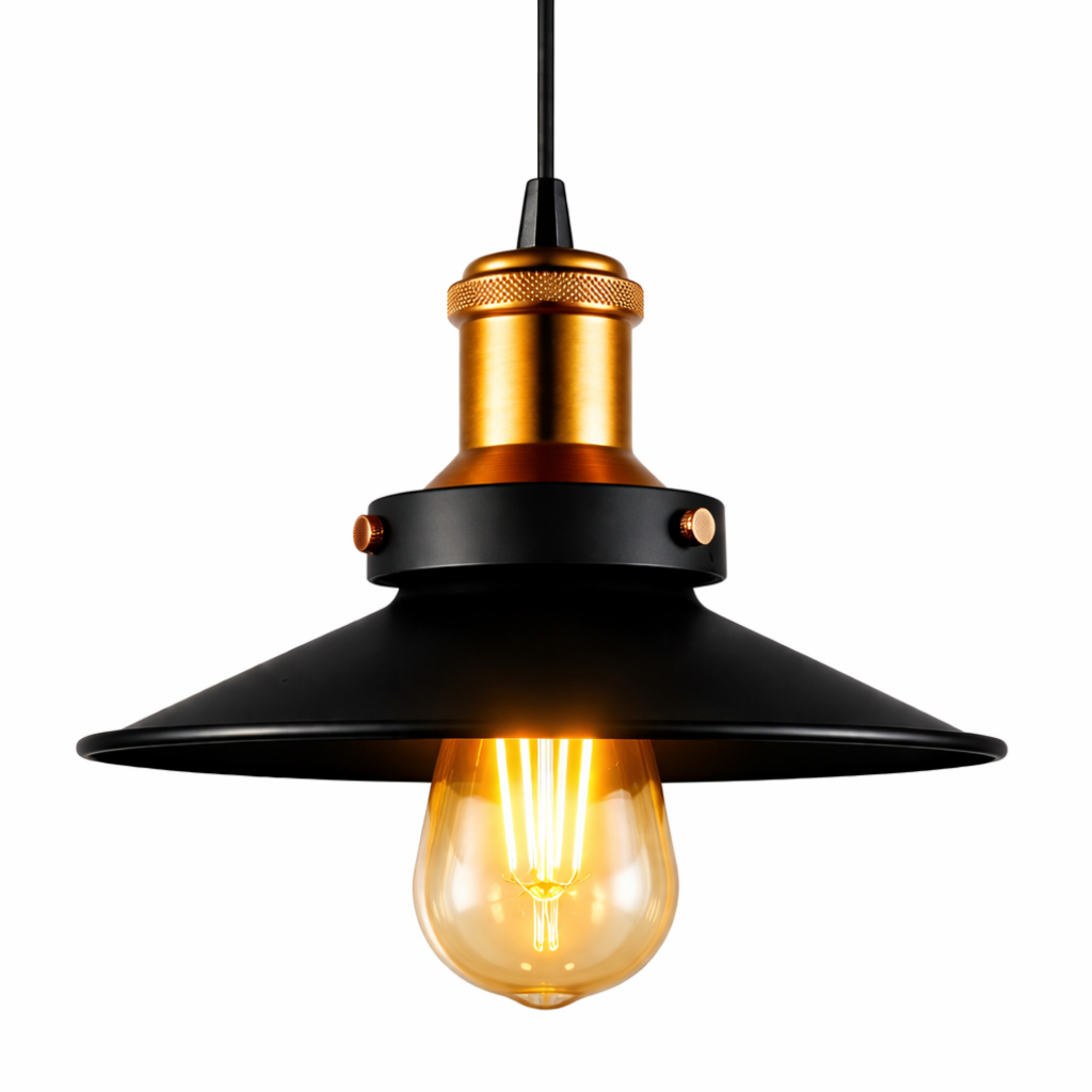 Lustre Pendente Nordic 22cm Preto Cobre E27 Alumínio Cozinha Bancada Moderna Sala