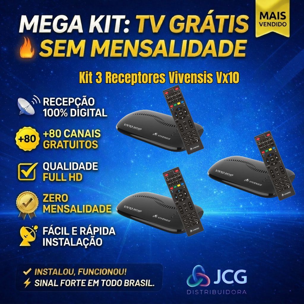 Kit 3 Receptor Digital Vivensis Vx10  Hd Sat