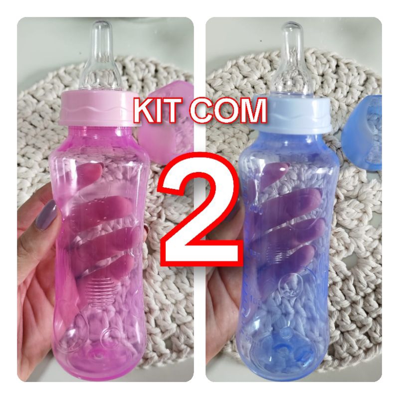 Kit com 2 Mamadeiras 240ml Bico Redondo