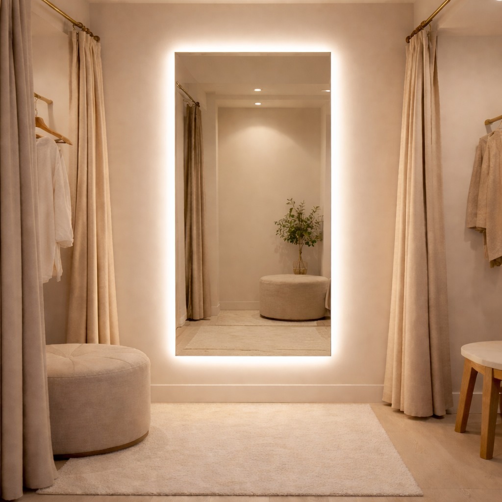 Espelho LED Retangular Moderno Botao Touch Ideal Pra Banheiro Lavabo Closet