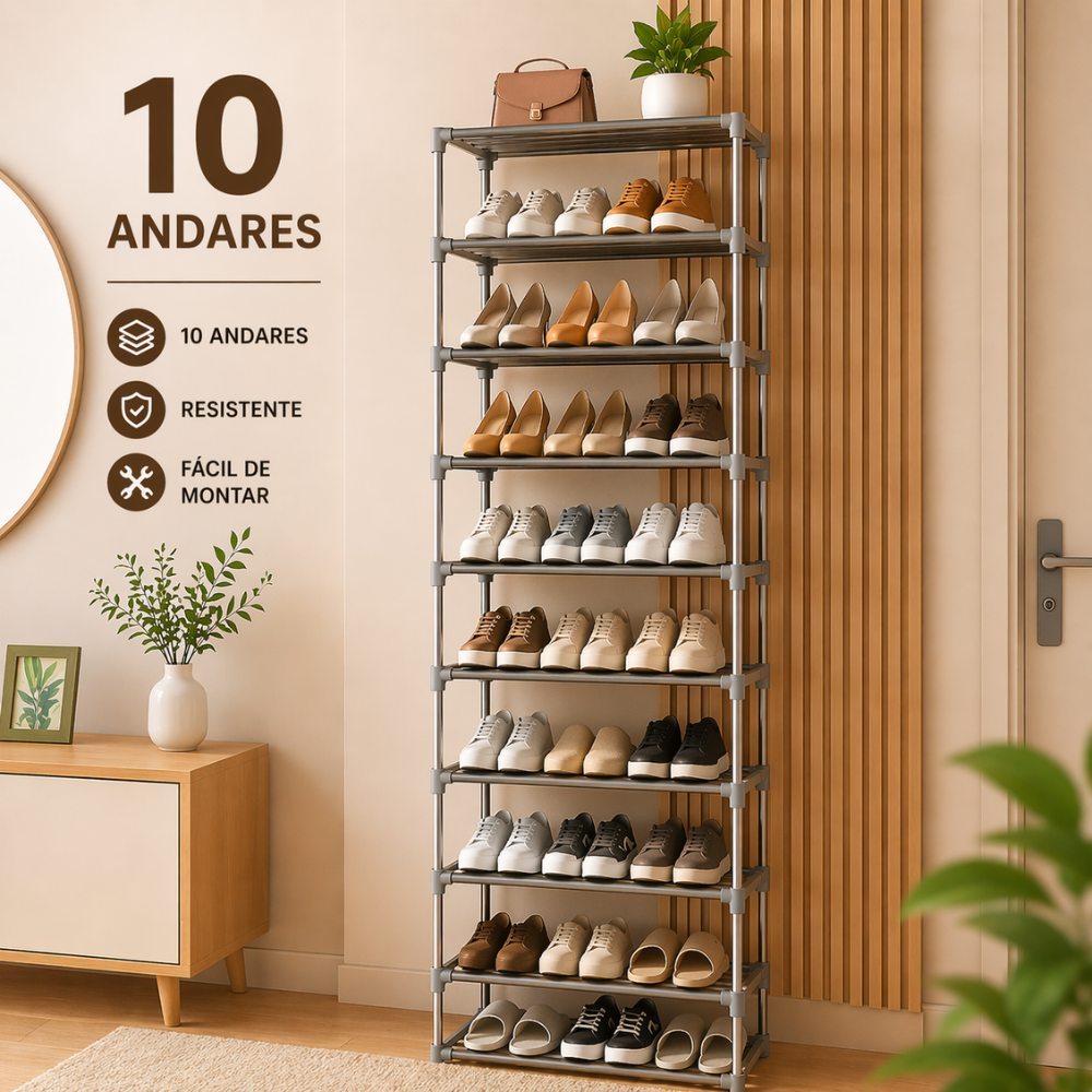 Sapateira Vertical para até 30 Pares com 10 prateleiras