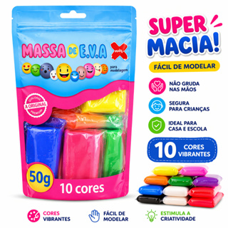 Massinha de EVA 50g Make+ 10 Cores Vibrantes | Massa de EVA Infantil para Modelagem | Massinha Colorida em Oferta na Shopee