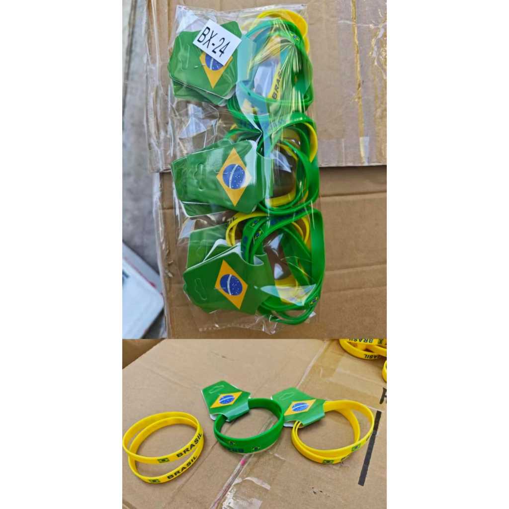 Pulseira Brasil Silicone Pacote Atacado Torcida Futebol Verde Amarelo Copa do Mundo 2026