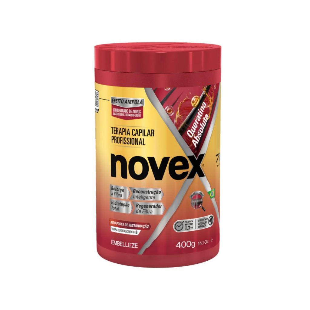 Máscara Capilar Novex Queratina Absoluta 400g Reconstrução Fortalecimento Reparação Embelleze em Oferta na Shopee