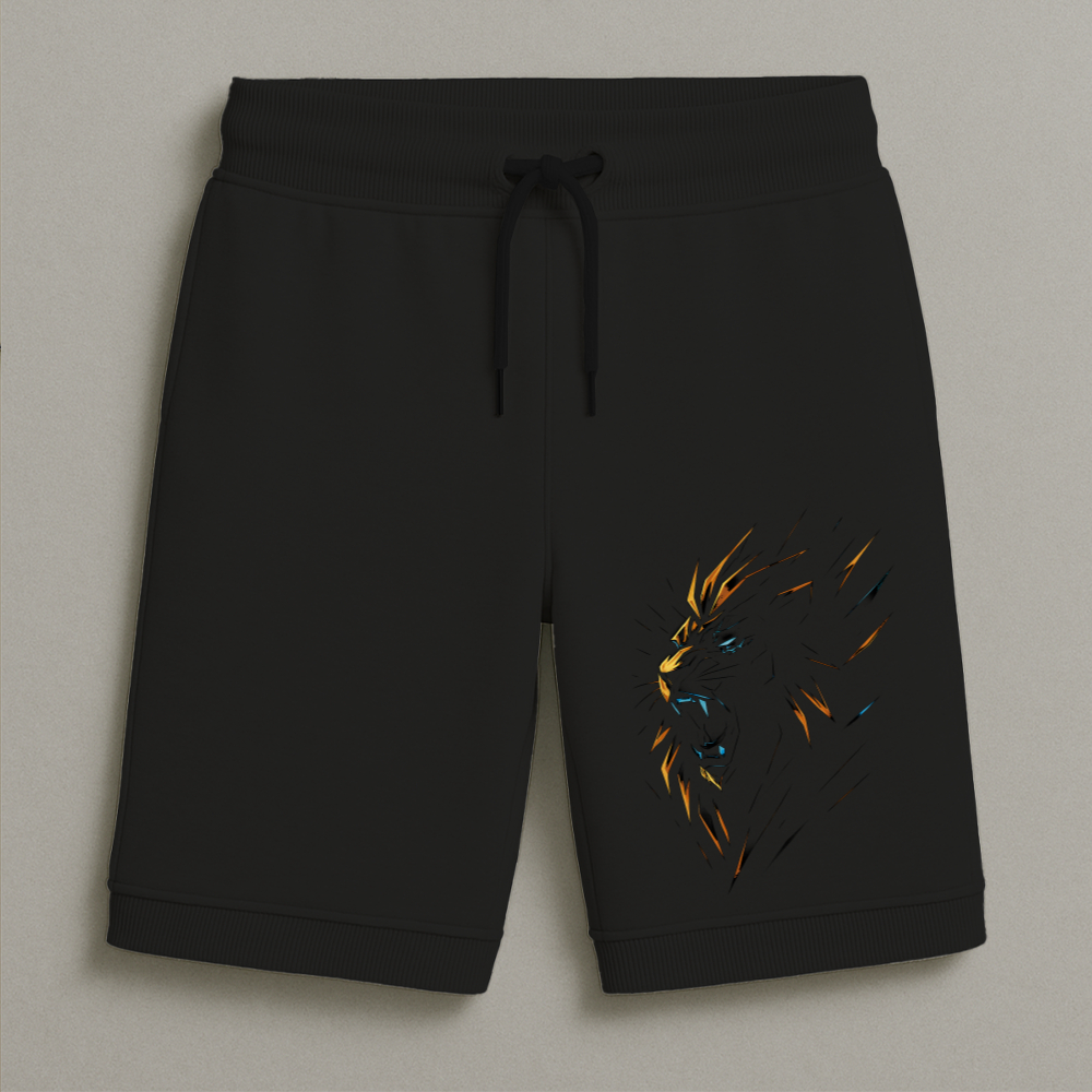 Bermuda Moletom Masculina Infantil Estampada Leão Riscado Conforto Streetwear Do Tamanho 8 16