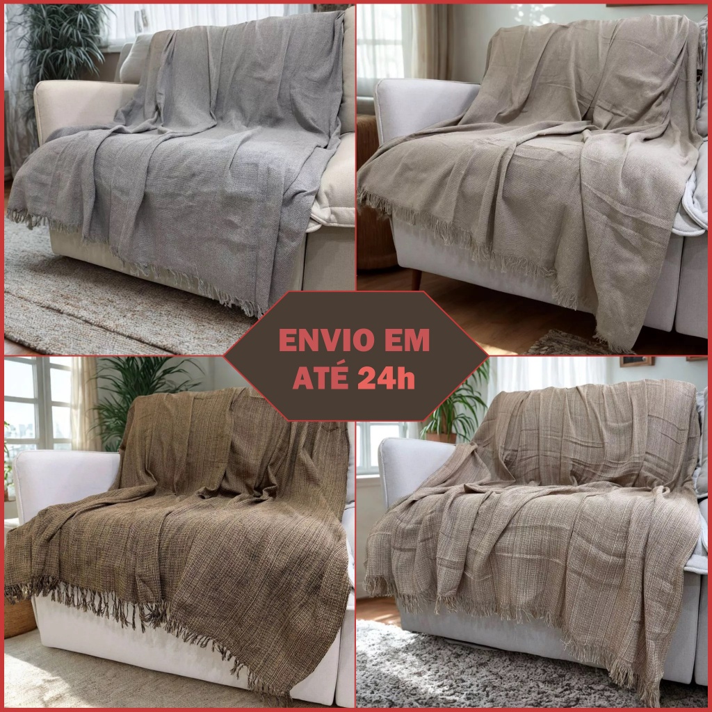 Manta para Sofá King Grande 2,30m x 1,70m Decorativa Premium Algodão Capa Protetora Gigante Elegante