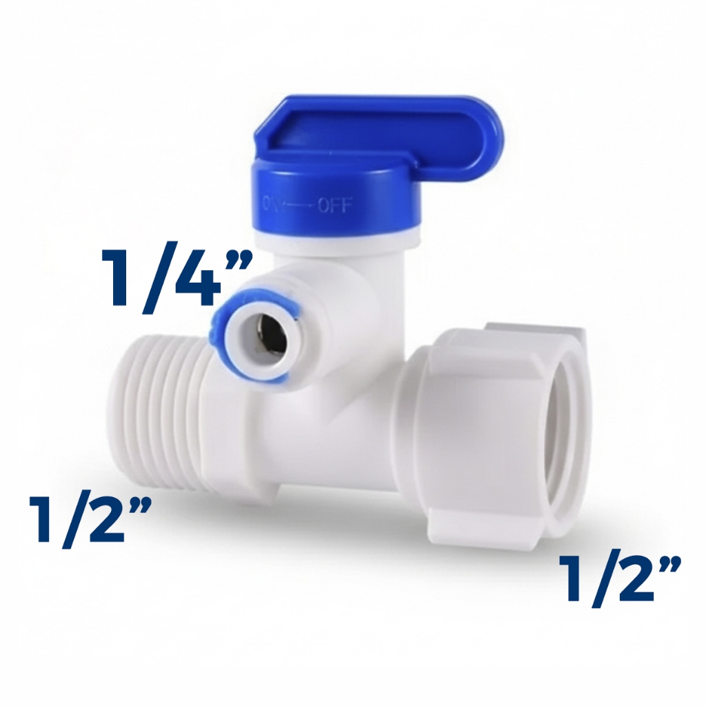 Adaptador com Registro Engate Rápido 1/4 Roscas 1/2 – Filtro de Água, Purificador e Mangueira