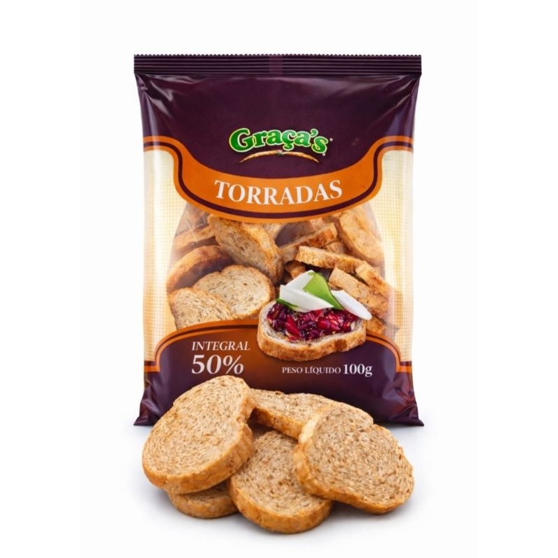 Kit Torrada Integral Graças/ torradinha crocantes e saudáveis/ kit com 3 ou 4 unidades