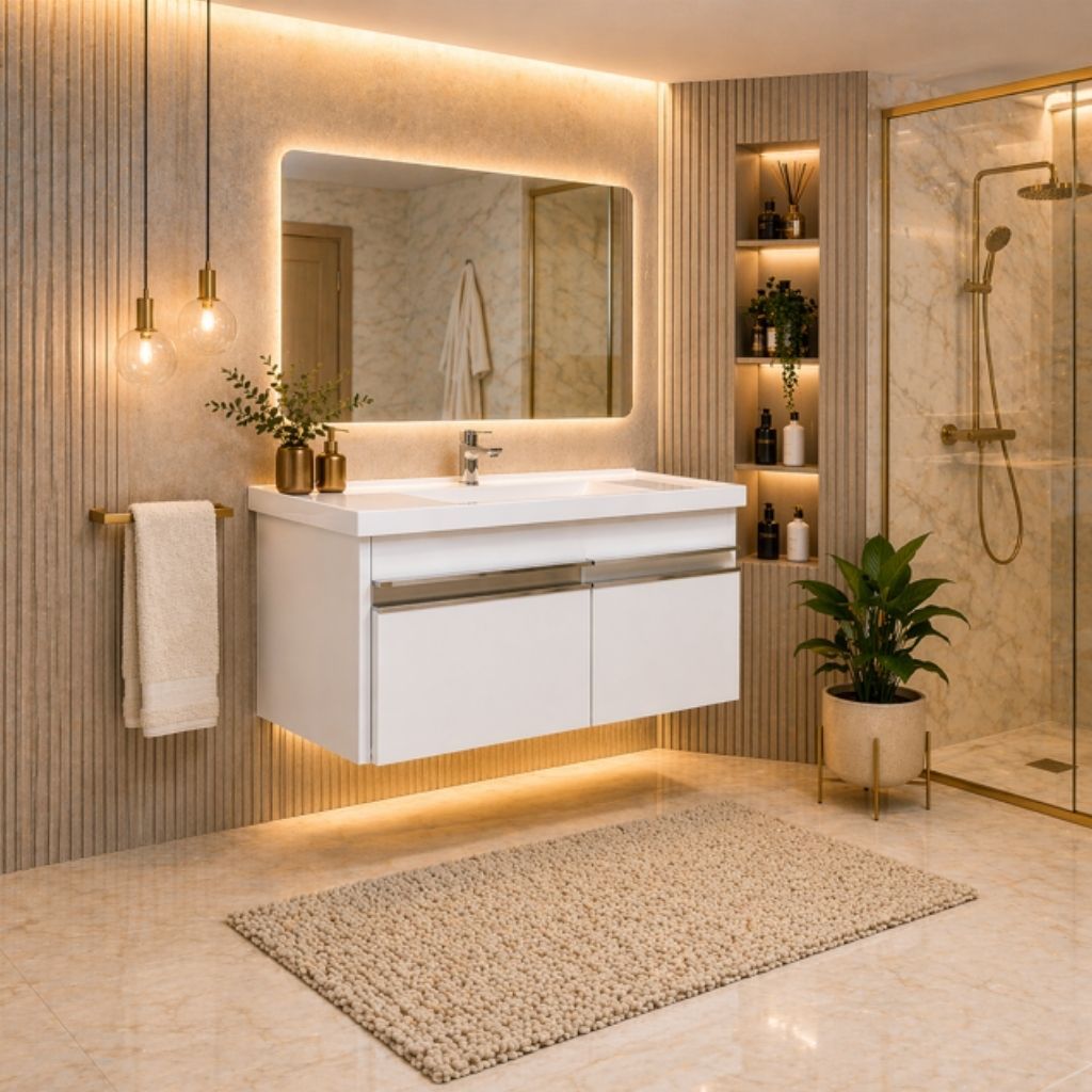 Pia Gabinete COMPLETA Para Lavabo Banheiro Com Portas MENOR PREÇO DA INTERNET (Acompanha Pia em ABS)