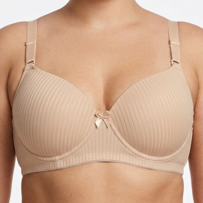 Sutiã Plus Size com Bojo e Aro Reforçado Canelado com Alça Regulável e Confortável Alta Sustentação