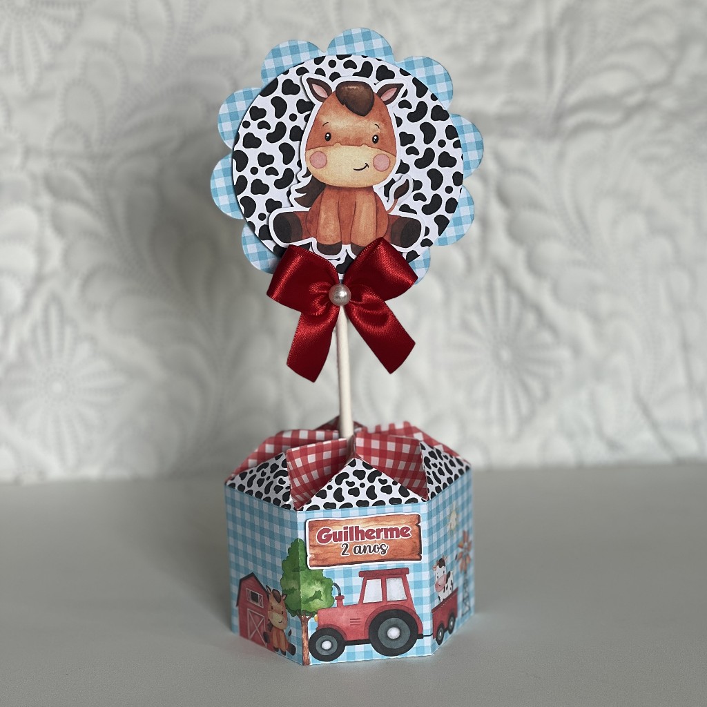 CENTRO DE MESA Tema FAZENDINHA personalizados pegue e monte lembrancinha festa infantil