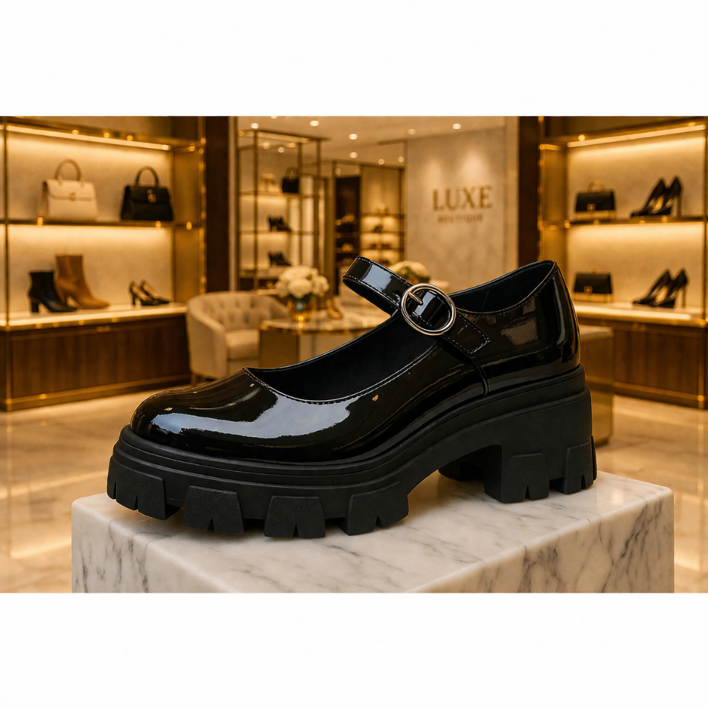 Sapato Mary Jane Feminino Solado Tratorado com Fivela Ajustável