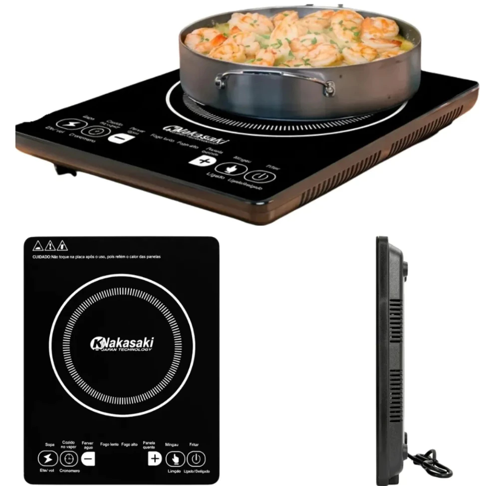 Fogão Cooktop Indução Nakasaki Supreme 2300W Portátil Touch Rápido Seguro Moderno 110V ou 220V