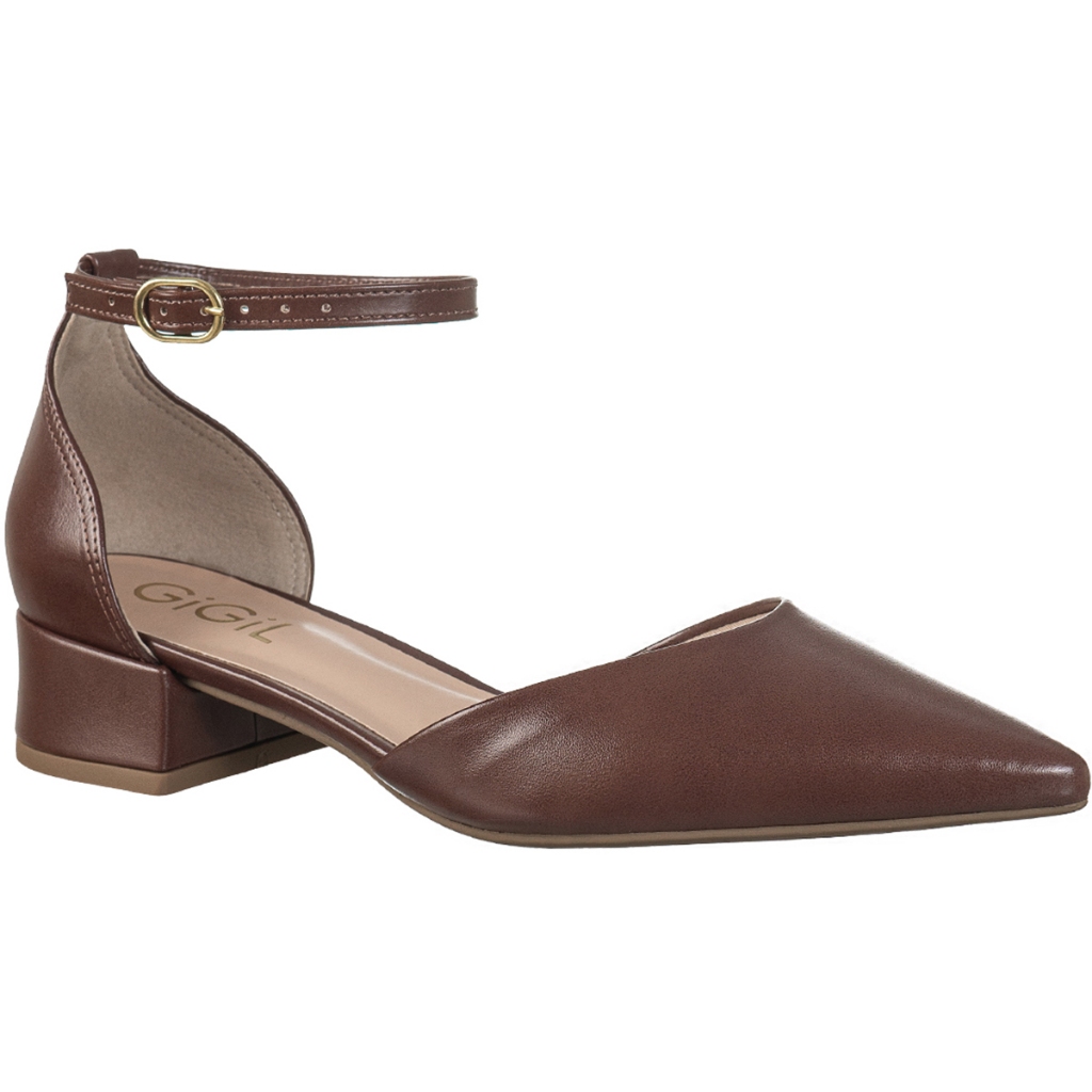 Scarpin Feminino Salto Baixo Bloco Bico Fino Traseiro Fechado Saia e Blusa Lizzie GiGiL em Oferta na Shopee