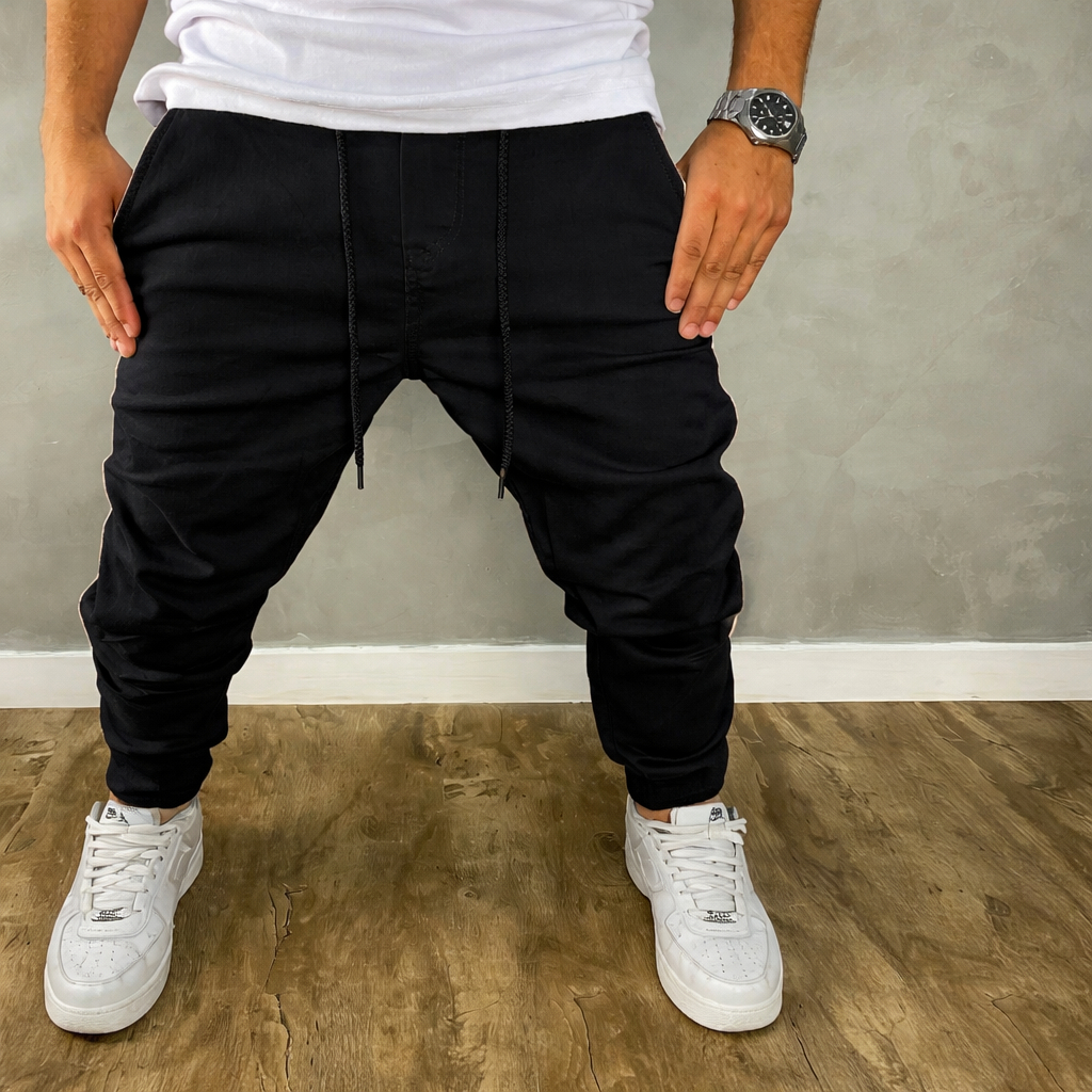 Calças Sport masculinas Jogger camuflada Preto e Branco NJ