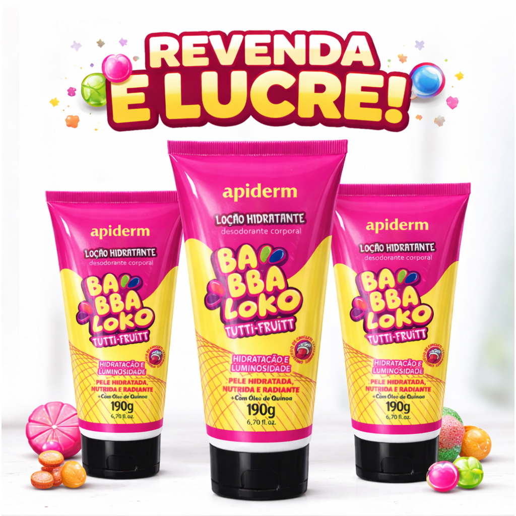 🧴 LOÇÃO HIDRATANTE BABBA LOKO TUTTI-FRUTTI 190G  – APIDERM 🍬
