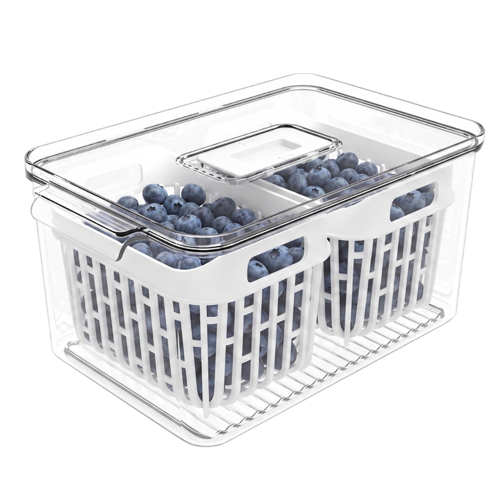 Organizador Pequeno com 2 Cestos 3,2L, Cor Cristal, linha Dry Coza