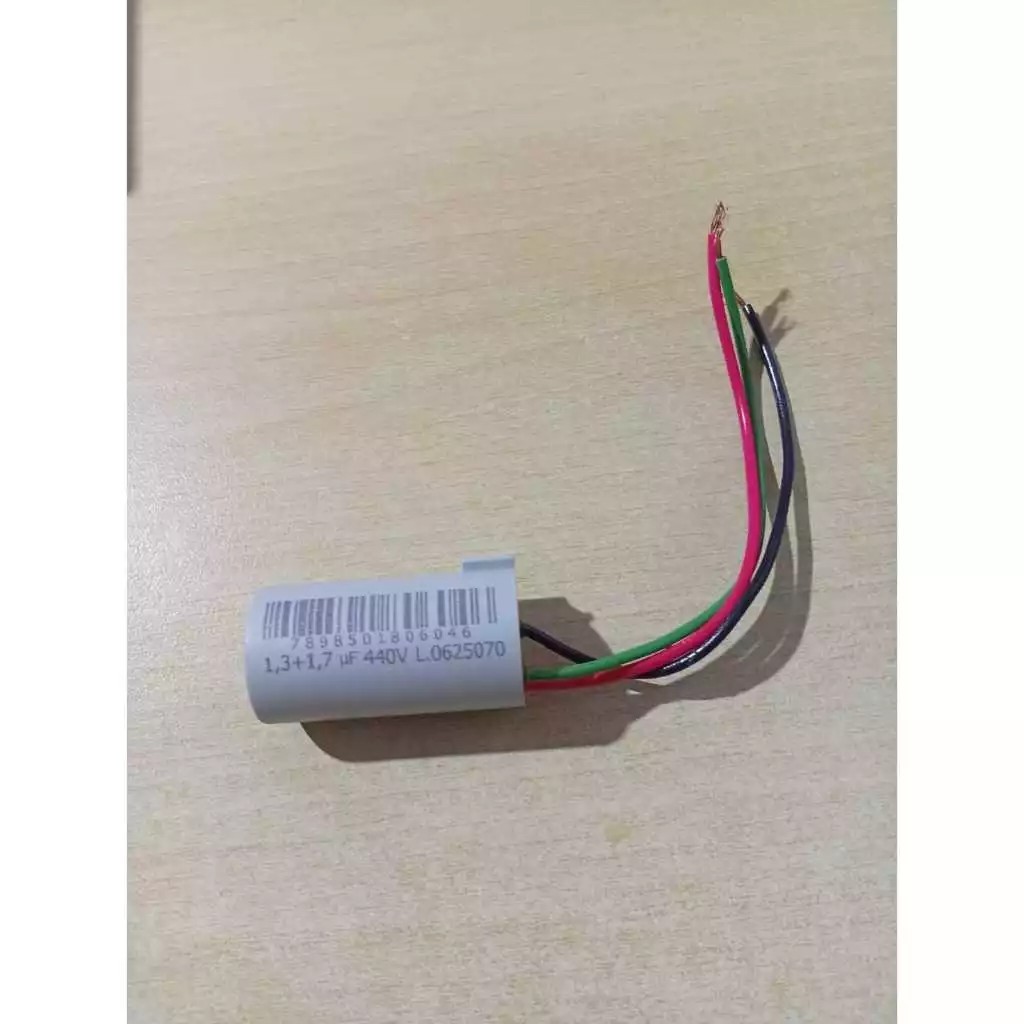 Capacitor 1,3+1,7 Uf 3 Fios Ventilador Teto/parede E Coluna