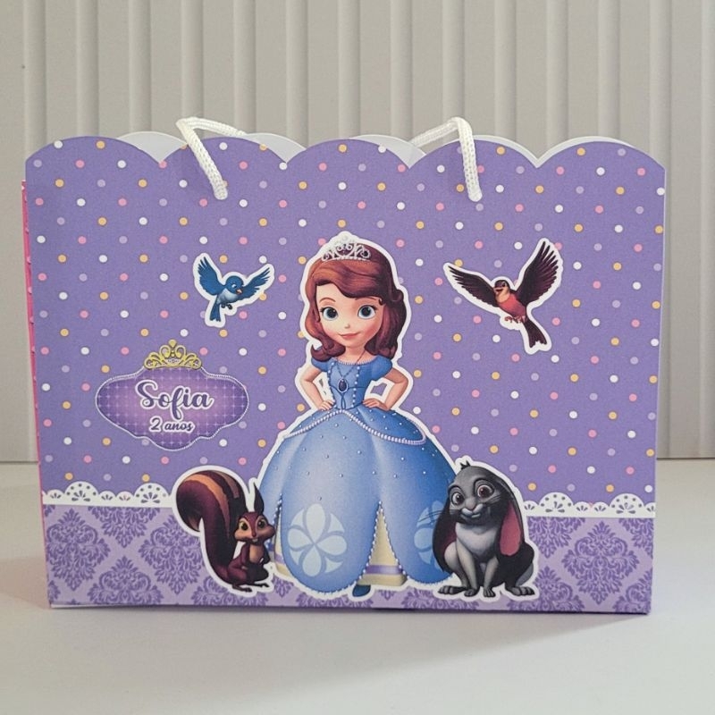 Sacolinha G Princesa Sofia Pegue Monte Personalizada Caixinha Lembrancinha Kit Festa Luxo Sacolinha Grande