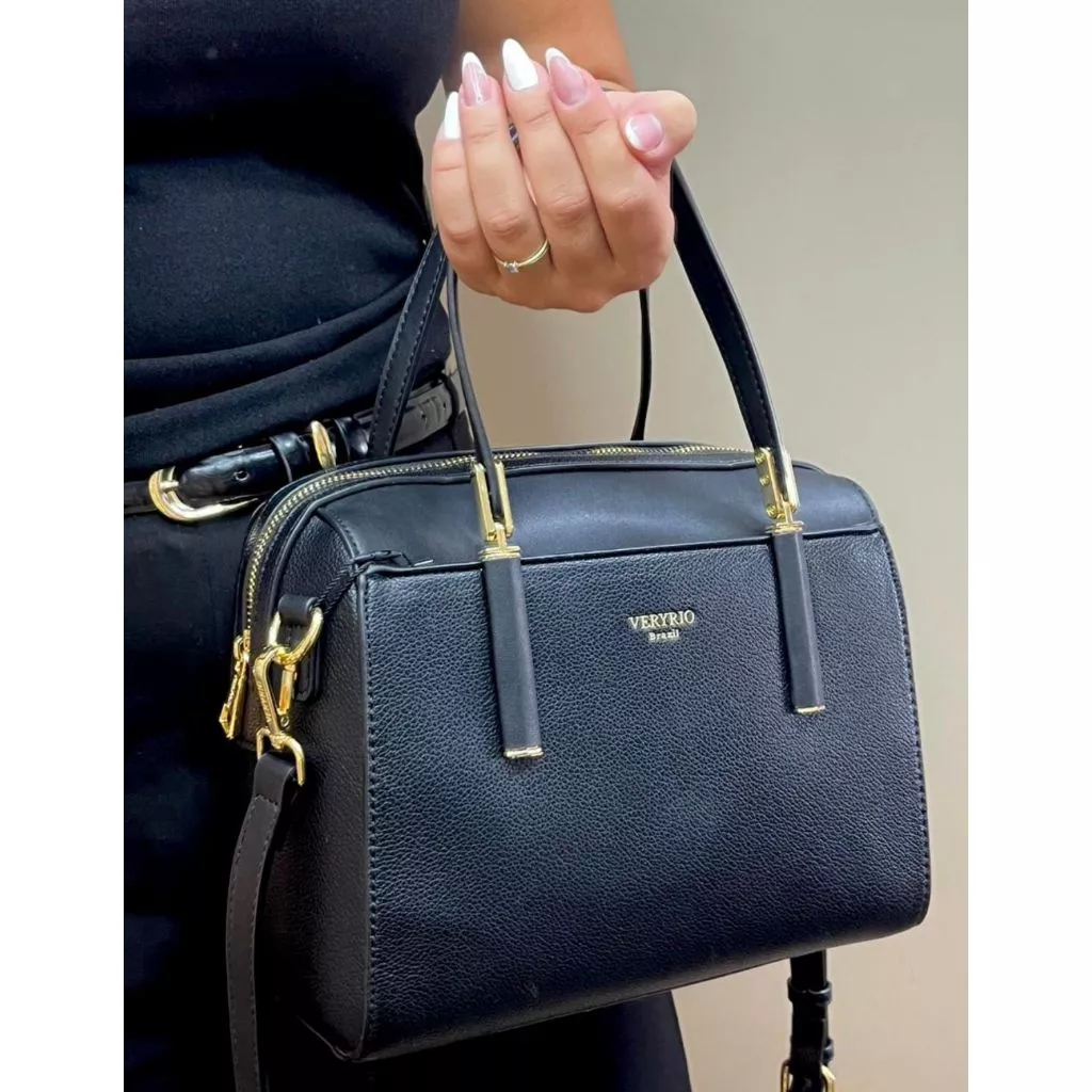 Bolsa Feminina Veryrio Baú Espaçosa Alça de Mão e Transversal